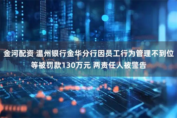 金河配资 温州银行金华分行因员工行为管理不到位等被罚款130万元 两责任人被警告