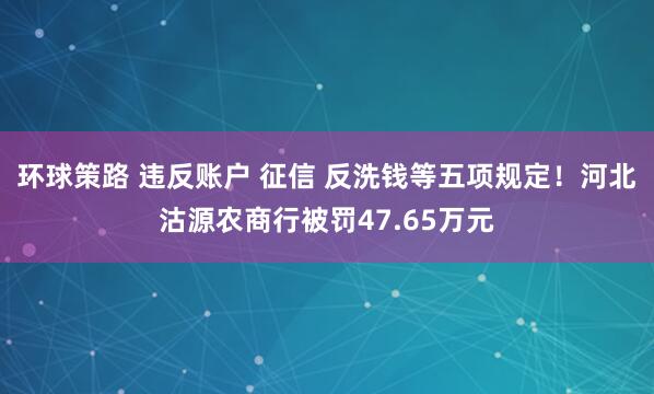 环球策路 违反账户 征信 反洗钱等五项规定！河北沽源农商行被罚47.65万元
